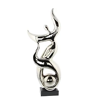 25" Silver Ceramic Modern Twist Sculpture