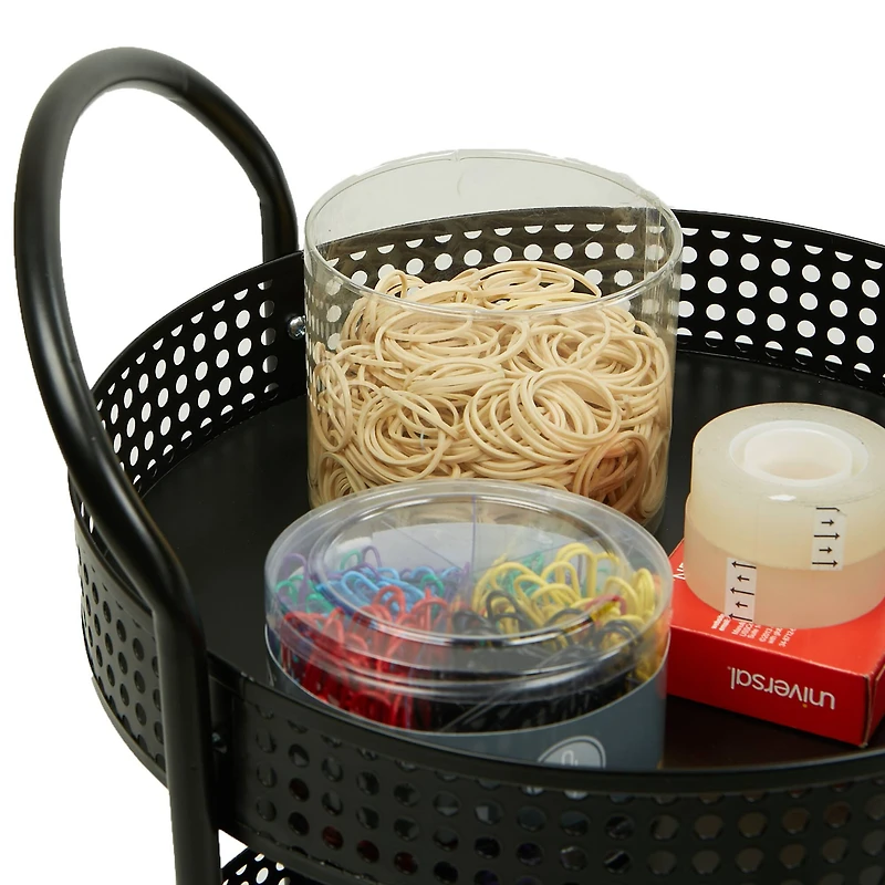 Mind Reader 27" Black 3-Tier Multi-Purpose Metal Utility Cart