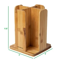 Mind Reader Brown 4-Compartment Bamboo Cup and Lid Organizer Carousel