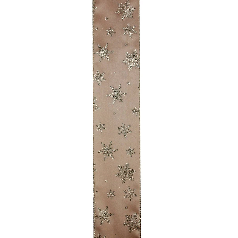 2.5" x 10yd. Wired Sparkling Snowflakes Christmas Ribbon