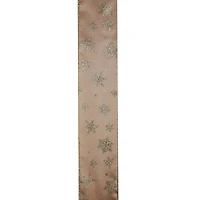 2.5" x 10yd. Wired Sparkling Snowflakes Christmas Ribbon