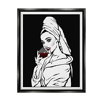 Stupell Industries Vampire Wine Glass Glam Woman Framed Floater Canvas Wall Art