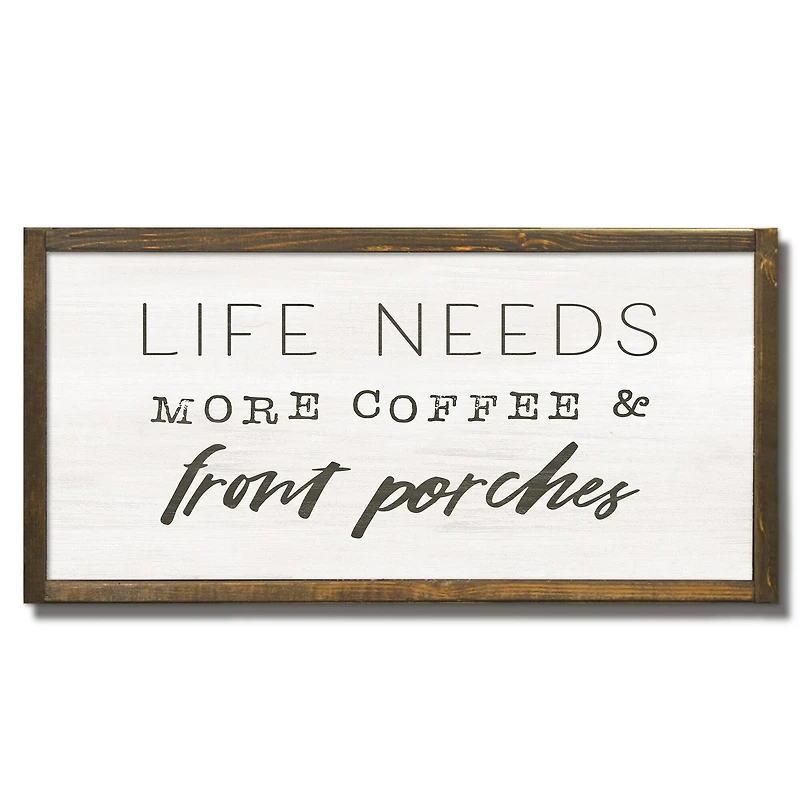More Coffee & Front Porches Framed Wood Plaque