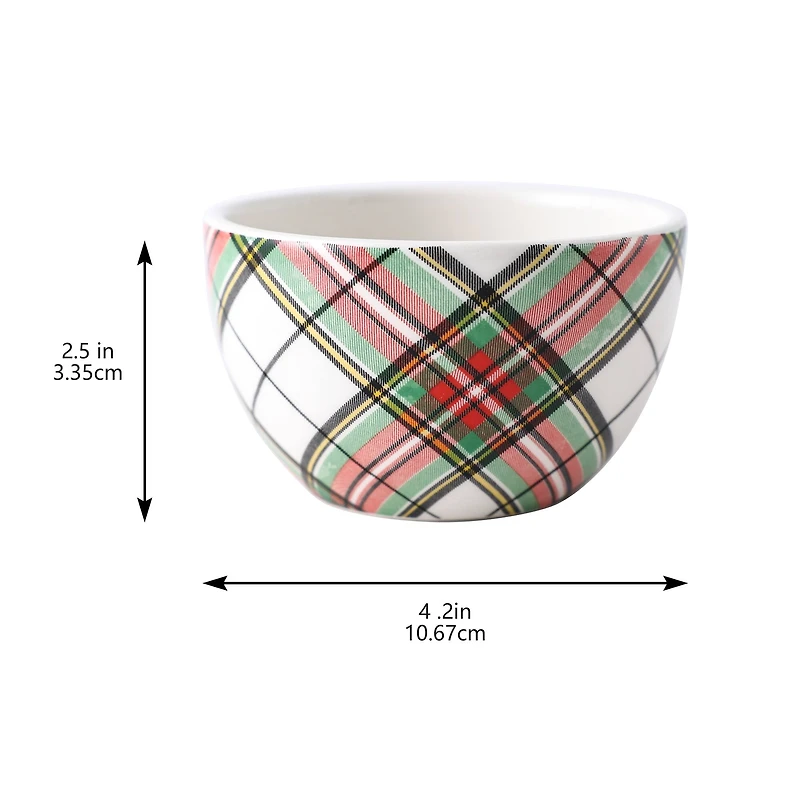 4" Green & Red Plaid Ceramic Bowl by Ashland®