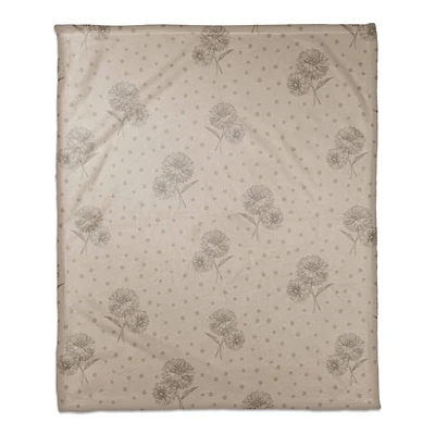 Floral Dots Coral Fleece Blanket