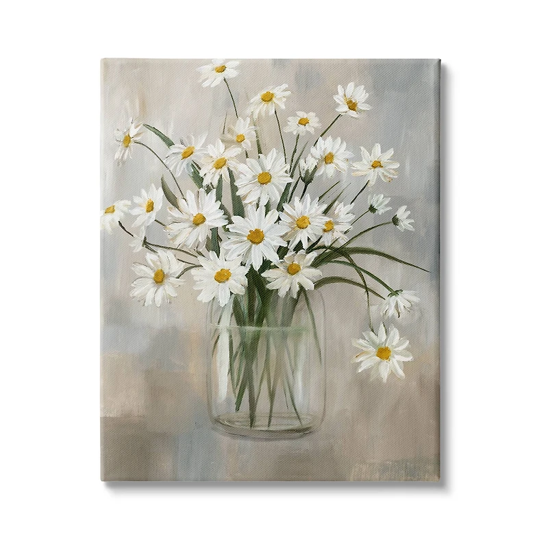 Stupell Industries Daisy Bloom Bouquet Potted Flowers Abstract Pattern Canvas Wall Art
