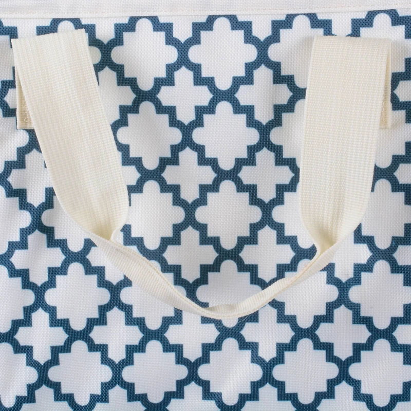 Navy Polyester Lattice Rectangle All Purpose Storage Bin