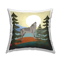 Stupell Industries Grey Howling Wolf Forest Trees Moon Throw Pillow, 18" x 18"