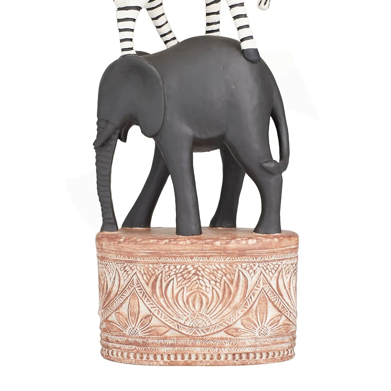 Multi Polystone Traditional Animals Sculpture 33" x 8" x 5"