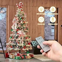 7.5ft. Pre-Lit Flocked Slim Spruce Artificial Christmas Tree, Warm White LED Lights