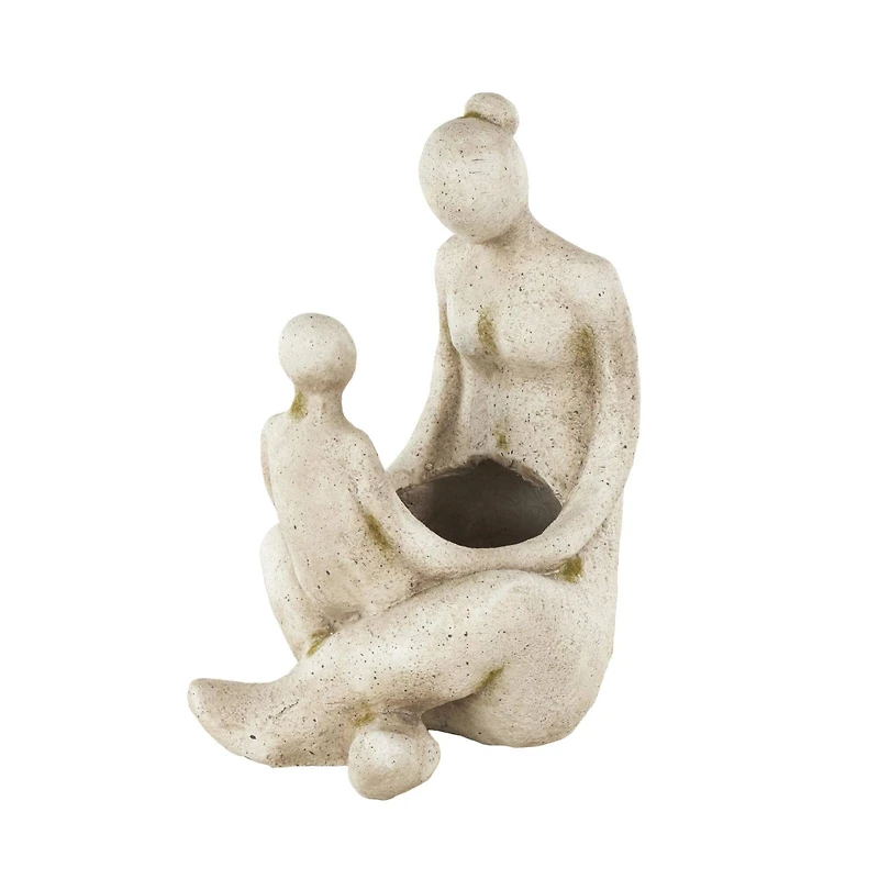 17.5" Cream Mother & Child Sitting Planter