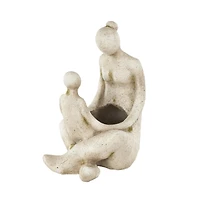 17.5" Cream Mother & Child Sitting Planter
