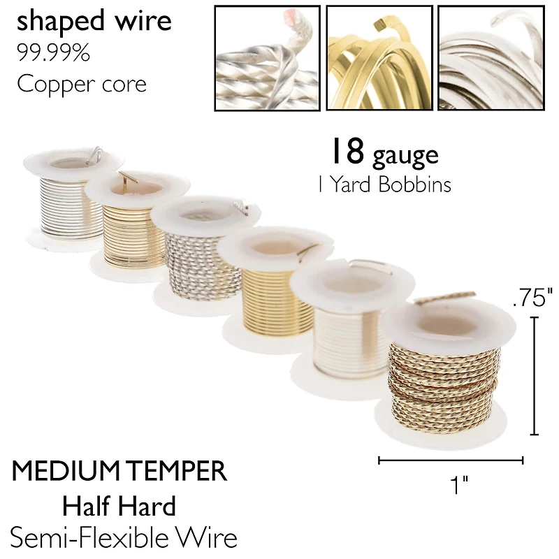 The Beadsmith® Wire Elements™ Gauge Tarnish Resistant Medium Temper Assorted Shapes Wire