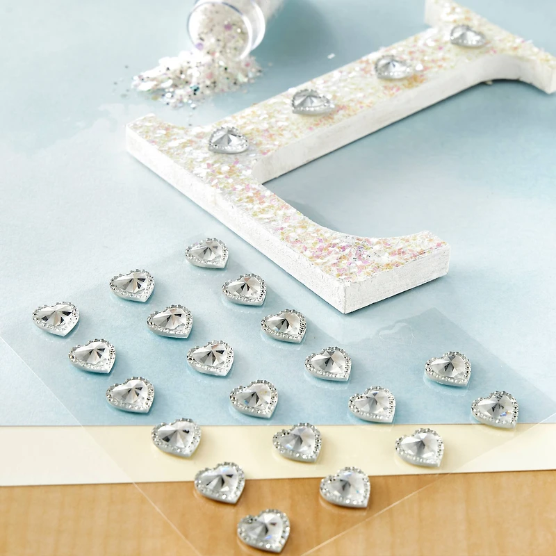 12 Packs: 24 ct. (288 total) Clear Rhinestone Heart Stickers by Recollections™