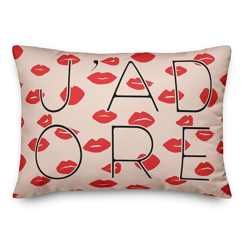 J'Adore Lips Rectangle Throw Pillow