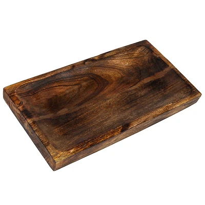 Hello Honey® 15" Burnt Finish Hand-Carved Mango Wood Tray