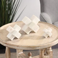 White Marble Geometric Jack Sculpture Set