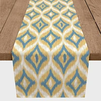 90" Blue & Yellow Ikat Cotton Twill Runner