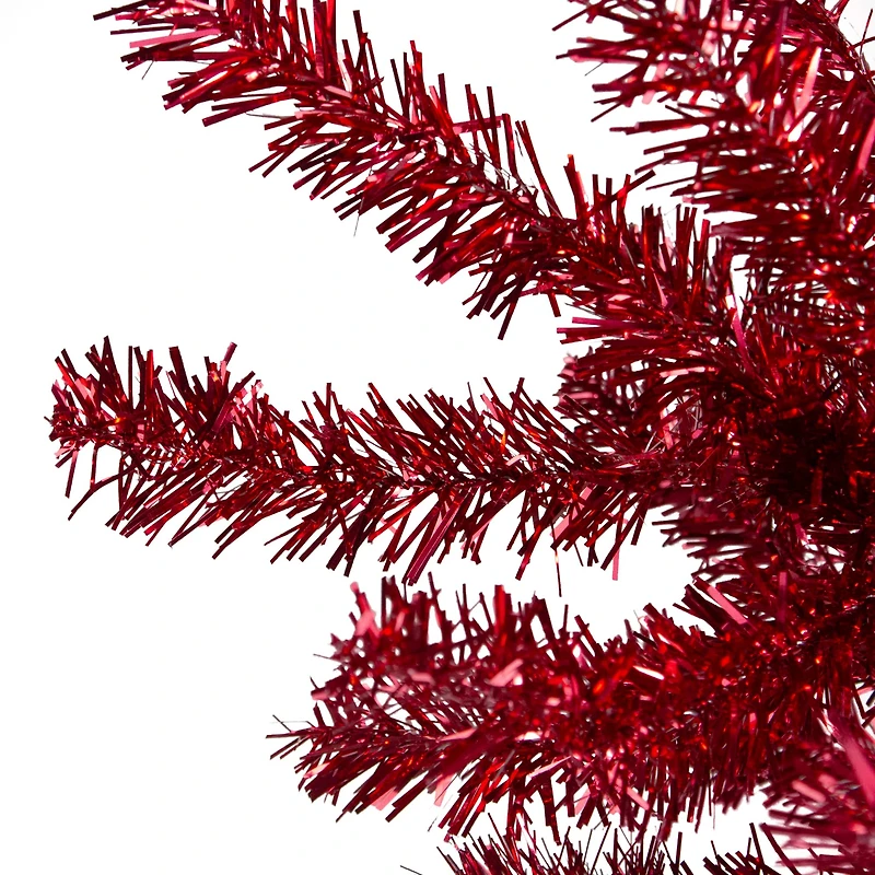 7ft. Unlit Metallic Red Tinsel Artificial Christmas Tree