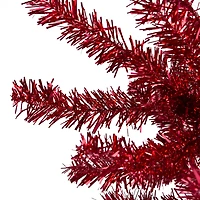 7ft. Unlit Metallic Red Tinsel Artificial Christmas Tree