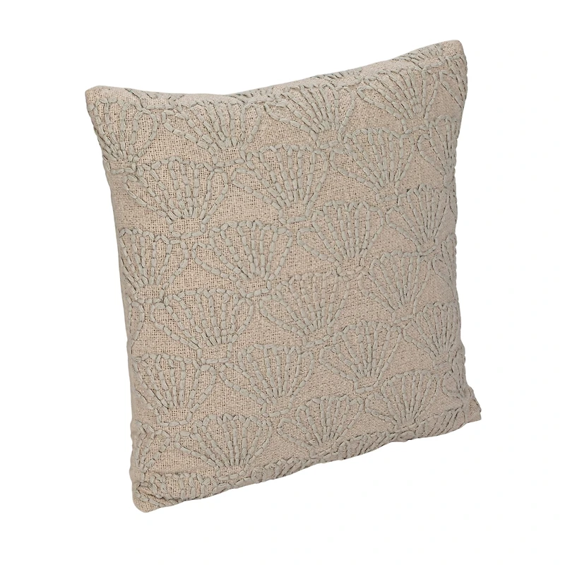 Hello Honey® 20" Natural Seashell Hand-Embroidered Pillow
