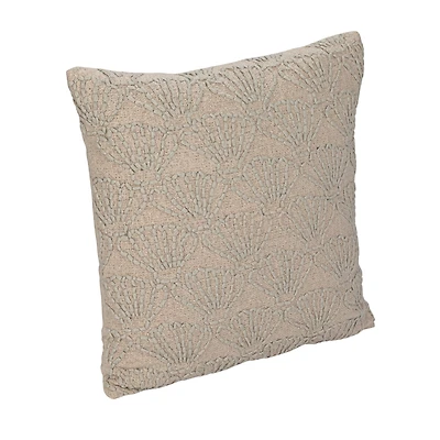 Hello Honey® 20" Natural Seashell Hand-Embroidered Pillow