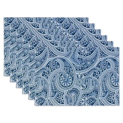 Blue Paisley Print Outdoor Placemat Set/6"