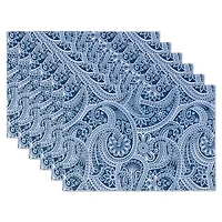 Blue Paisley Print Outdoor Placemat Set/6"