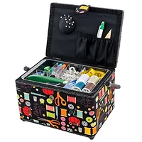 Dritz® Black Sewing Notions Large Sewing Basket with Removable Tray