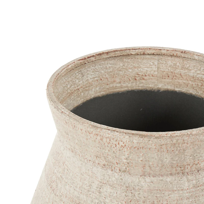 24.5" Beige Metal Wide Vase with Black Metal Stand