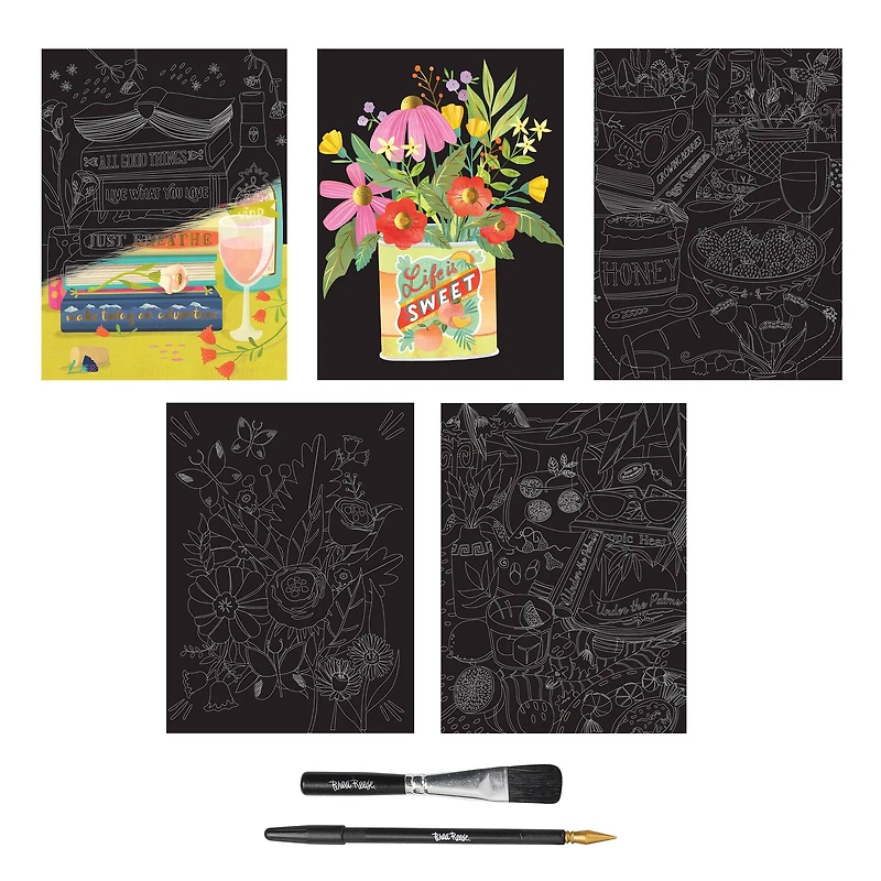 Brea Reese™ 9" x 12" Garden Vacation Scratch Art Paper Pad