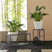 Glitzhome® Black Metal Wire Rectangular Nesting Planter Stand Set