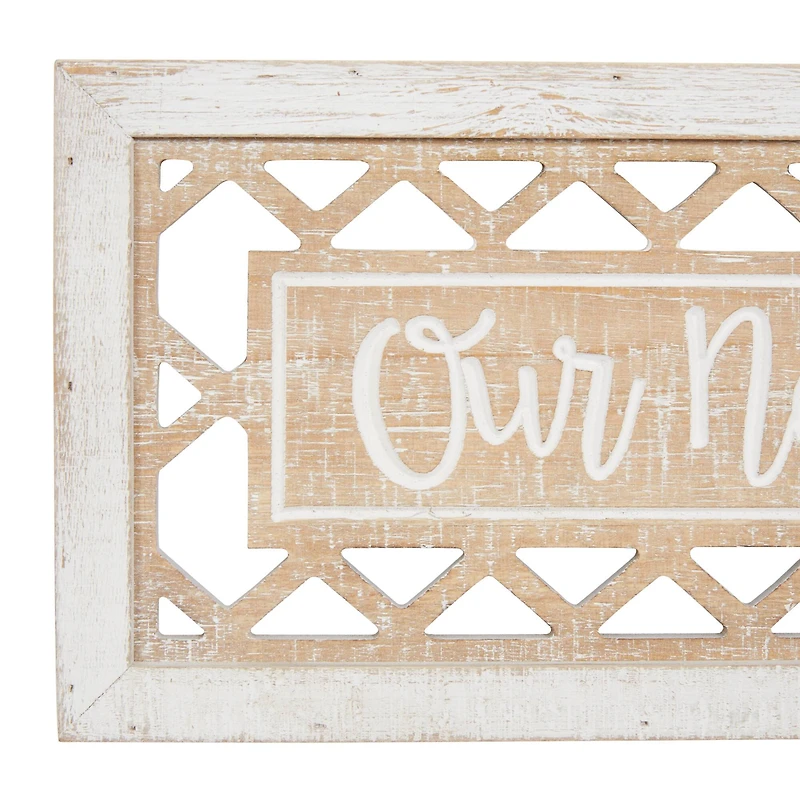 Set of 2 Beige Wood Farmhouse Sign Wall Decor, 12.25" x 7"