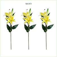 31" Yellow Lily Flower Stems, 3ct.
