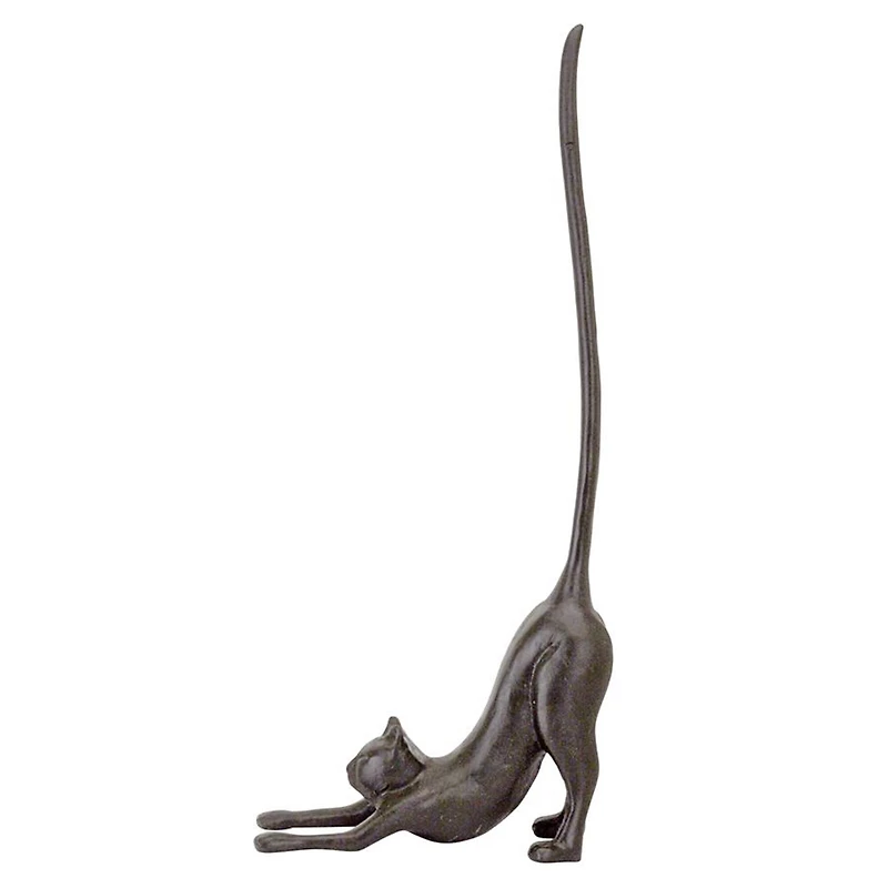 Design Toscano 18" Kitty Crouch Cast Iron Paper Towel Holder Cat Statue