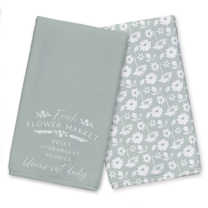 Mint Flower Market Tea Towel Set