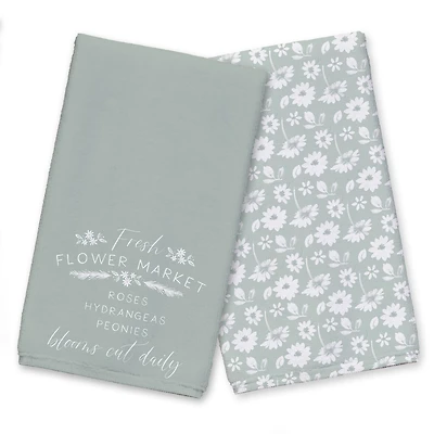 Mint Flower Market Tea Towel Set