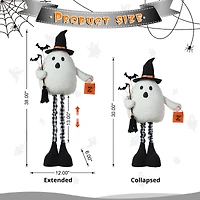 Glitzhome® 38" Lighted Halloween Fabric Ghost Standing Décor with Timer