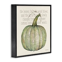 Stupell Industries Leaves Fall Green Pumpkin Framed Giclee Art