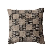 Hello Honey® 20" x 20" Brown & Tan Checkered Indoor & Outdoor Hand-Woven Fabric Pillow