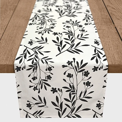 72" Monochromatic Floral Bunch Cotton Twill Runner