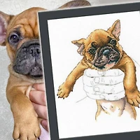 RTO Warmth in Palms French Bulldog Cross Stitch Kit