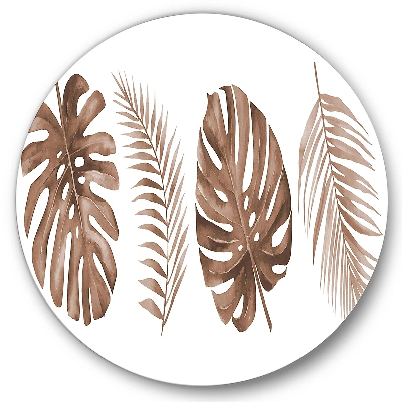Designart - Tropical Monstera and Palm Leaf In Terracotta