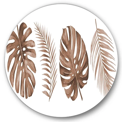 Designart - Tropical Monstera and Palm Leaf In Terracotta