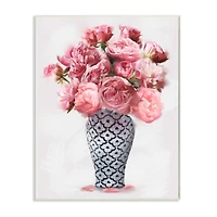 Stupell Industries Pink Peony Floral Bouquet in Vase Wood Wall Plaque