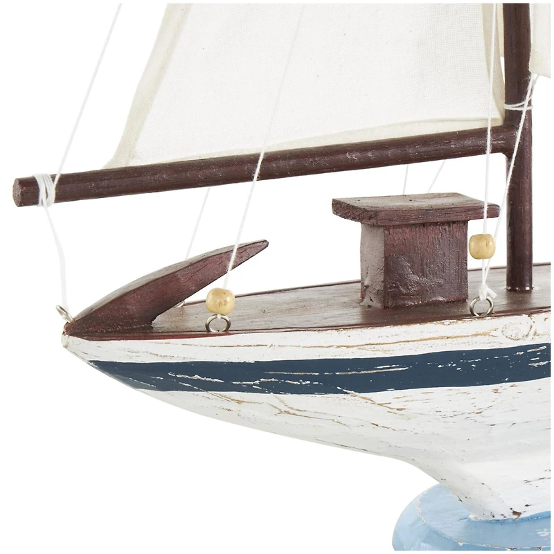 21" White Distressed Sail Boat Sculpture
