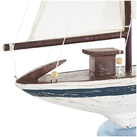 21" White Distressed Sail Boat Sculpture