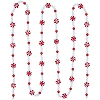 9ft. Shatterproof Red & White Peppermint Beaded Garland
