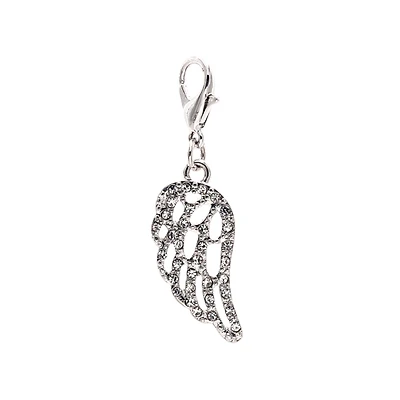 Charmalong™ Stone Pave Rhodium Wing Charm by Bead Landing™