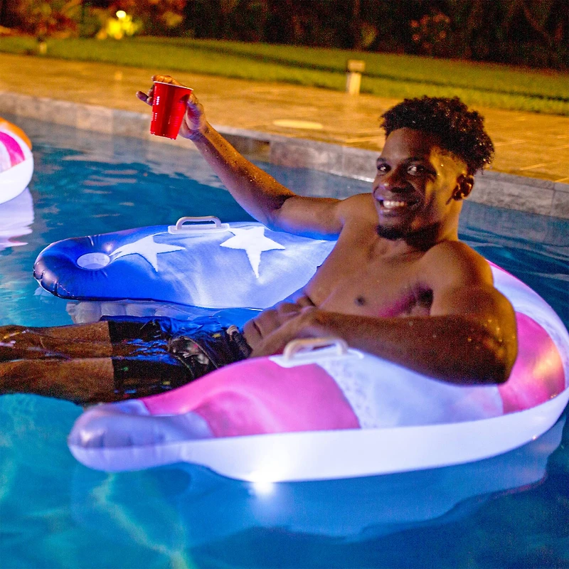 PoolCandy Illuminated Stars & Stripes Jumbo LED Sun Chair